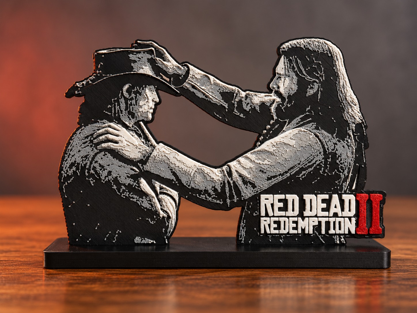 Bearbeitete Studioansicht der Arthur-und-John-Silhouette aus Red Dead Redemption 2.